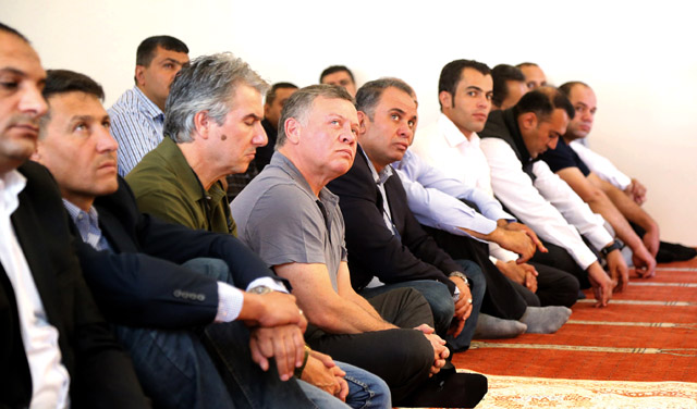 His Majesty King Abdullah joins worshippers for Friday prayer at the Royal Guard Mosque in Aqaba (Photo courtesy of Royal Court)